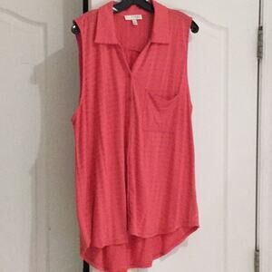 Kenar pink red knit 2x top nwot hi low hemline